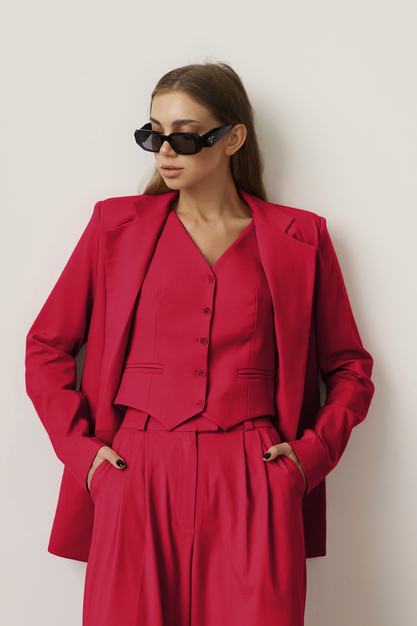 women's red suit