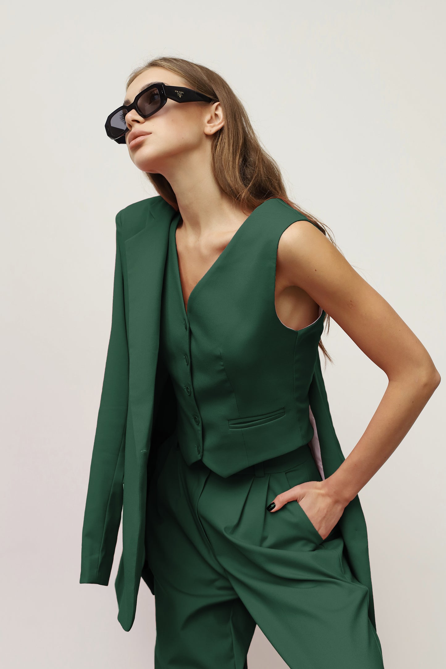 Dark green suit women