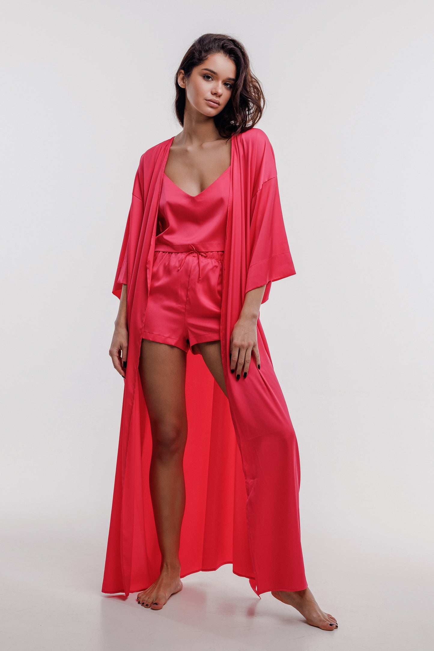 Pink silk robe