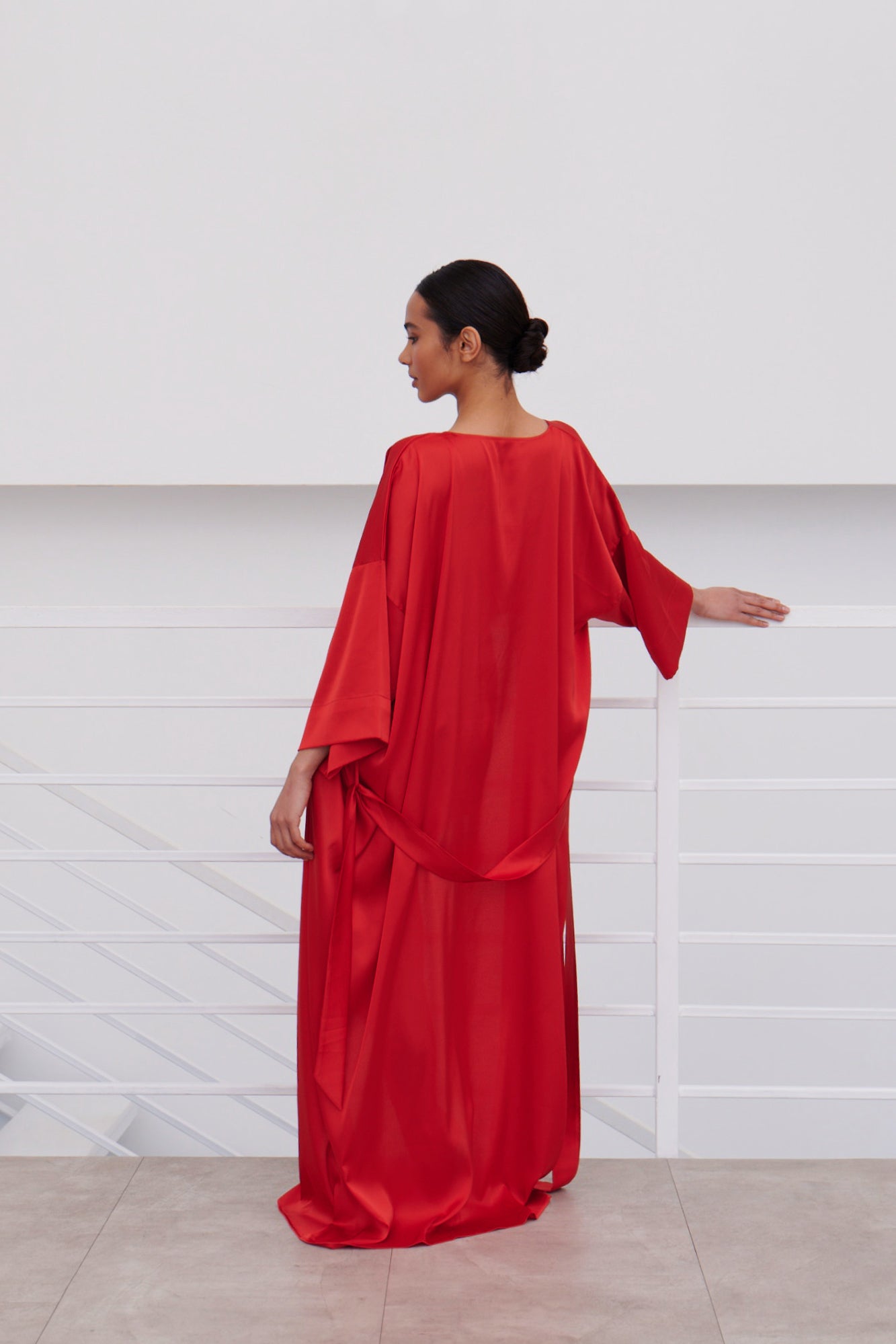 Red Satin Robe – Elegant Kimono Loungewear