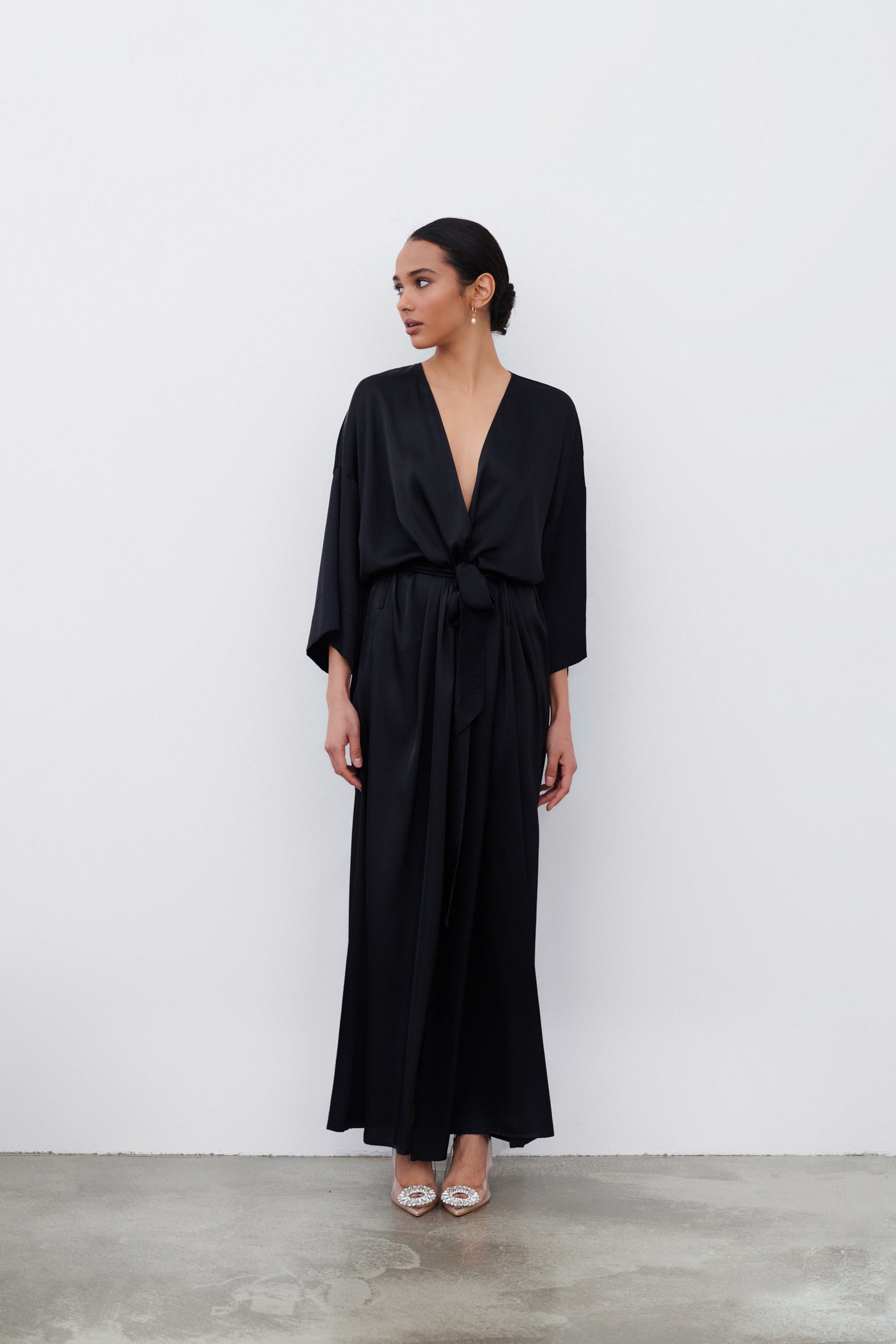 Black silk robe