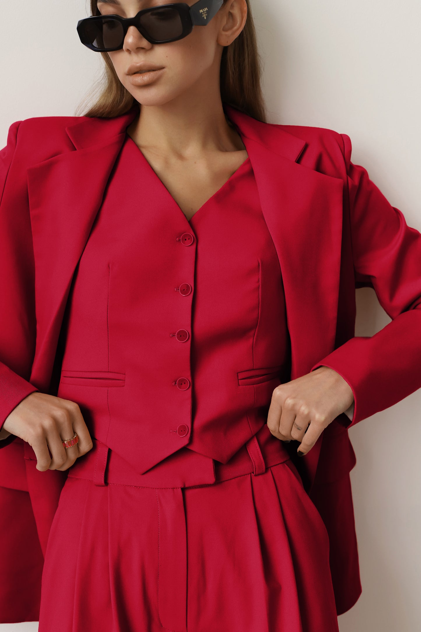 Red Pants and Blazer Suit