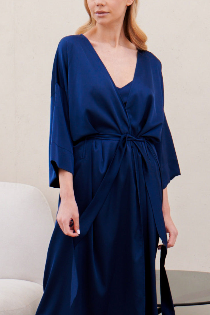 Dark Blue Satin Robe