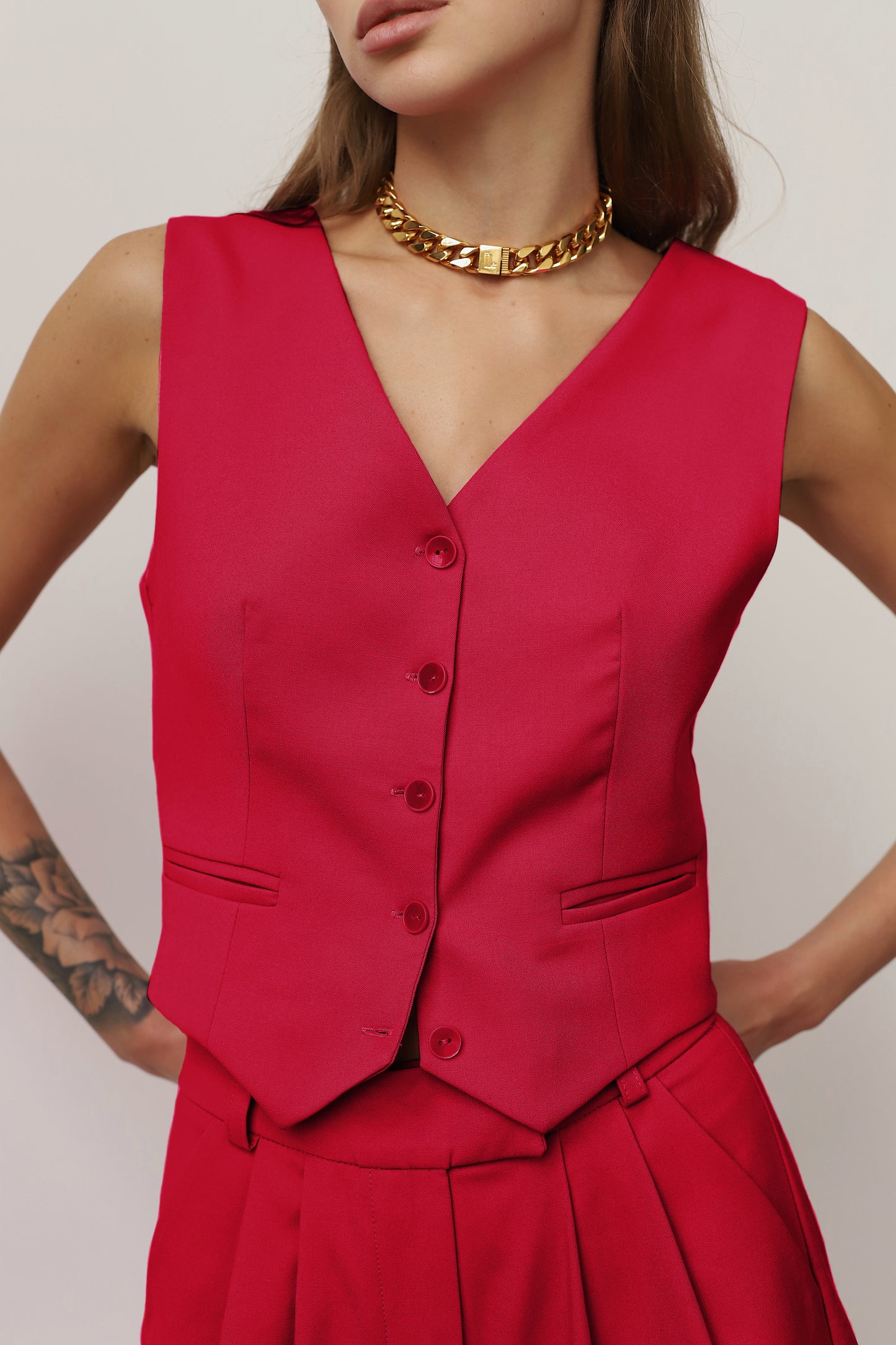 Red suit for woman