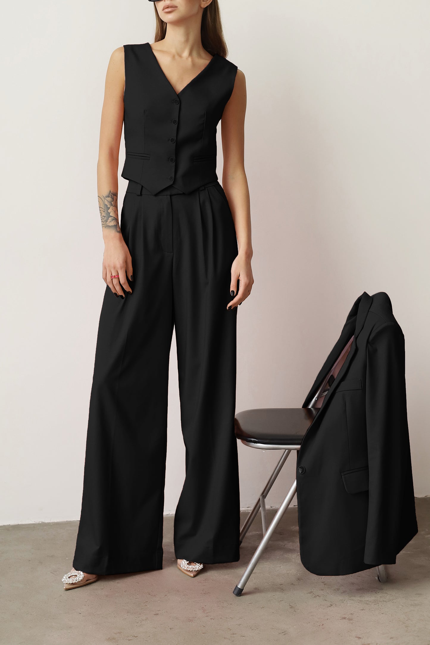 Black Pants and Blazer Suit