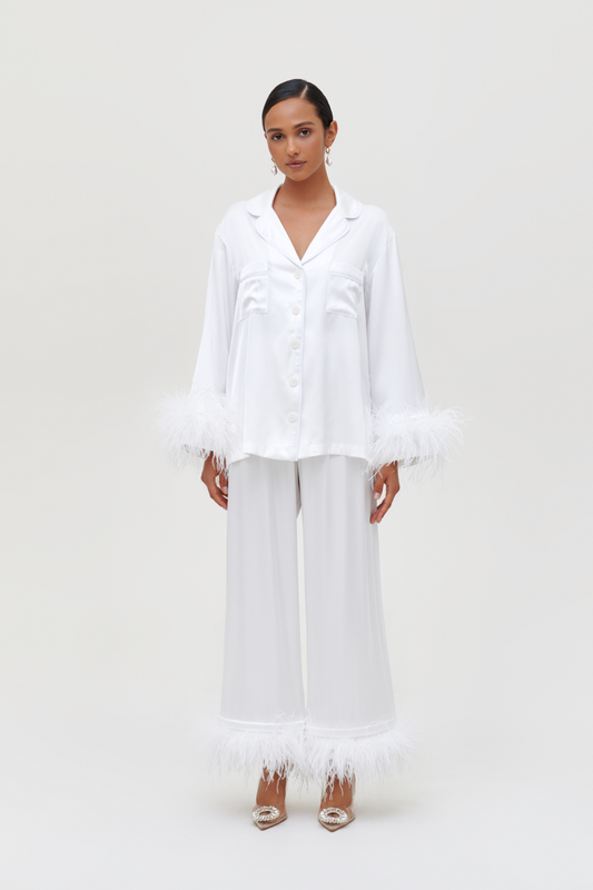 White feather pajamas