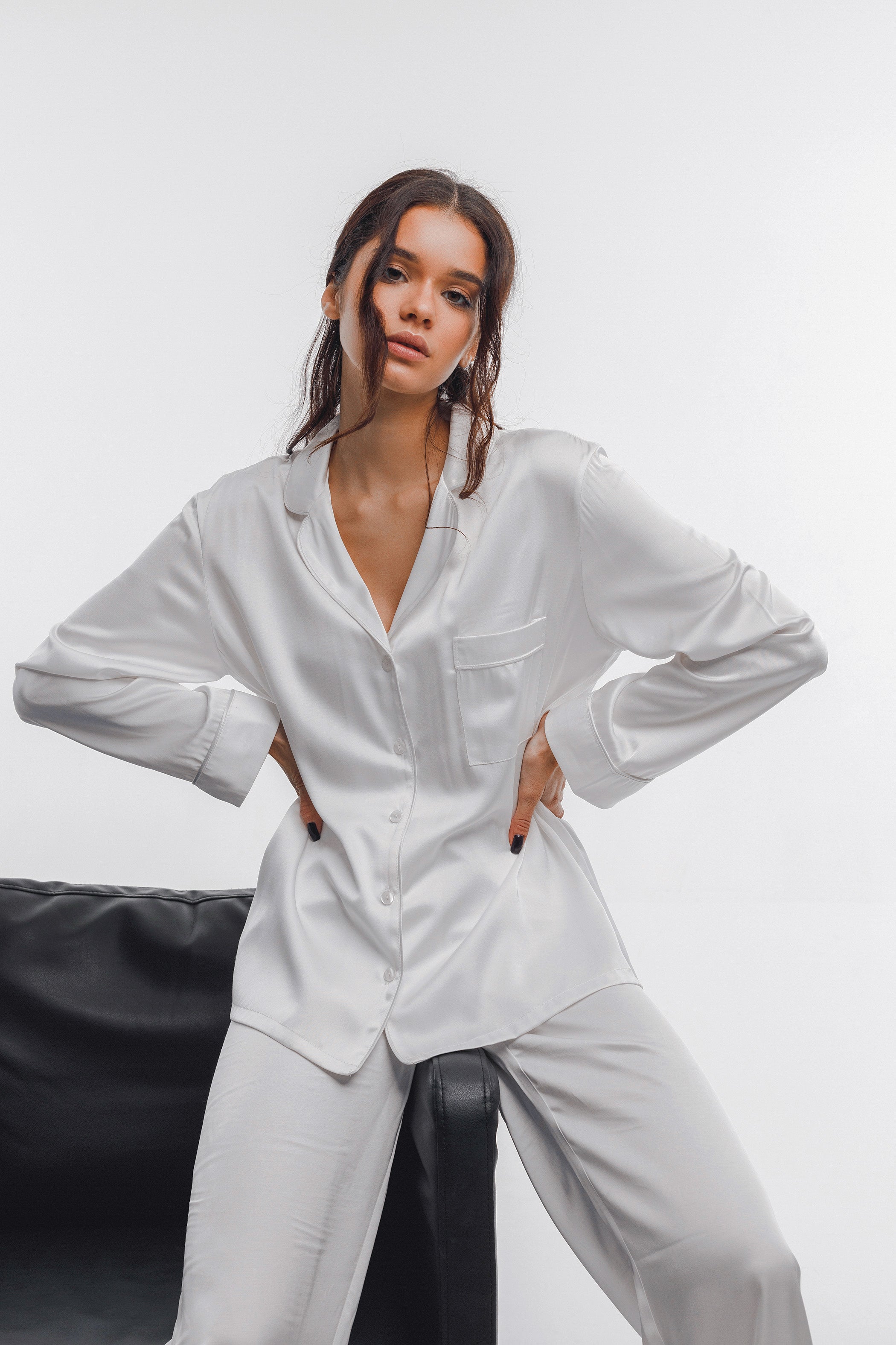 White satin deals pjs