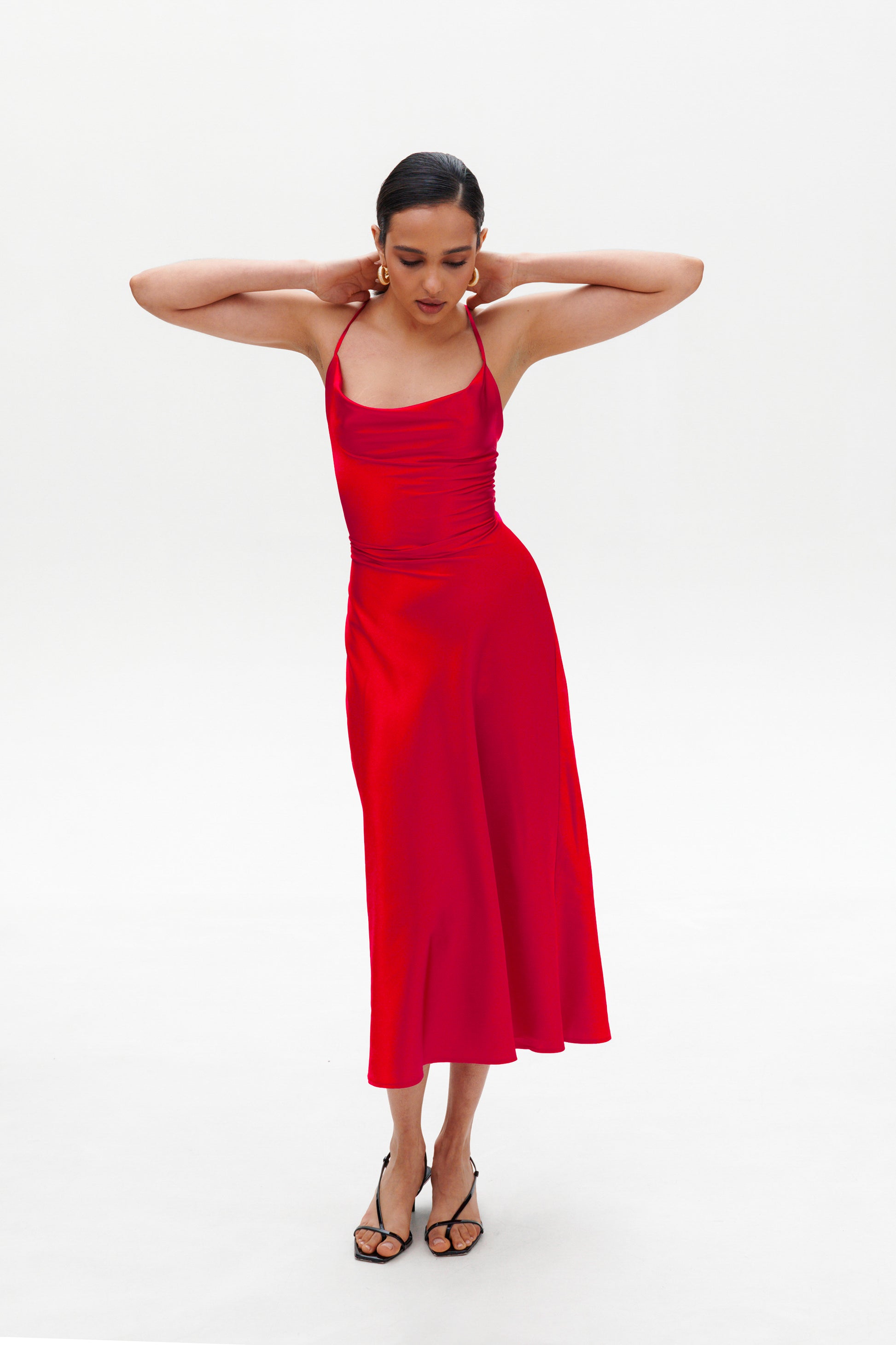 Satin red dress