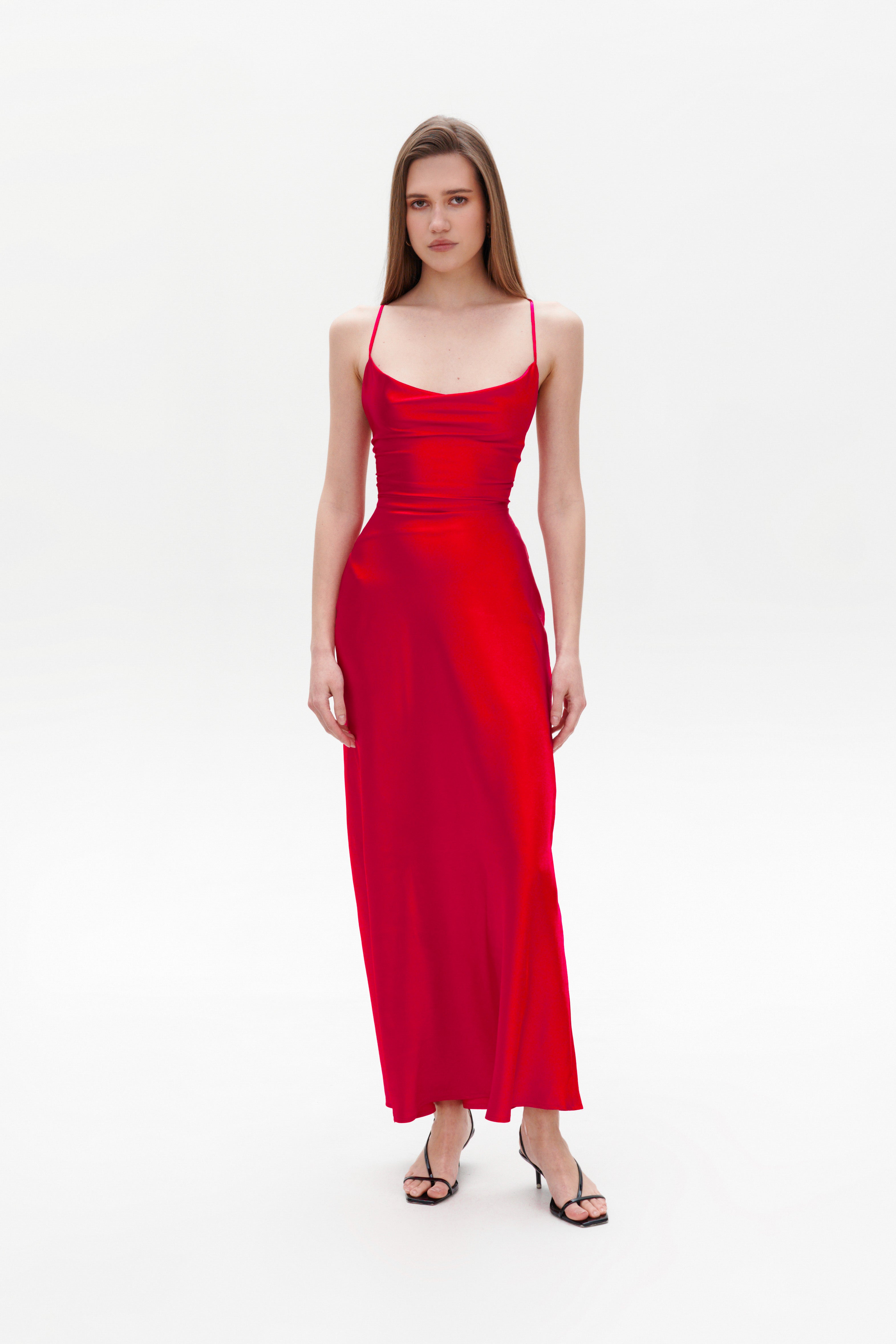 Red Silk Slip Dress