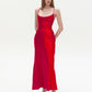 Red slip dress
