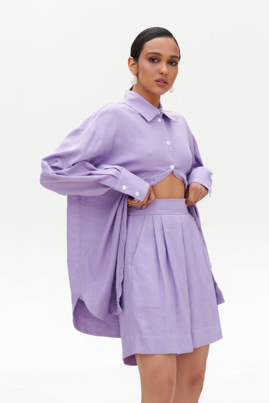 Lavender linen shorts