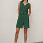 Green vest and shorts suit  