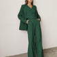 three piece dark green suit  