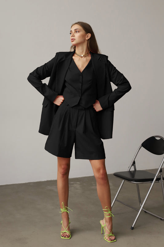 Black blazer and shorts suit  