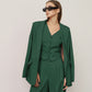 three piece dark green suit  